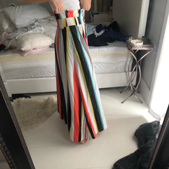 Gracia Button Paperbag Waist Striped Summer Maxi Skirt - Picture 3 of 6